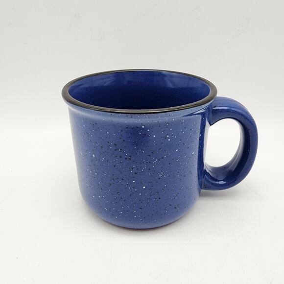 Vintage Marlboro Unlimited Coffee Mug Blue Speckled Stoneware Rustic Cabin 16oz - Picture 1 of 7